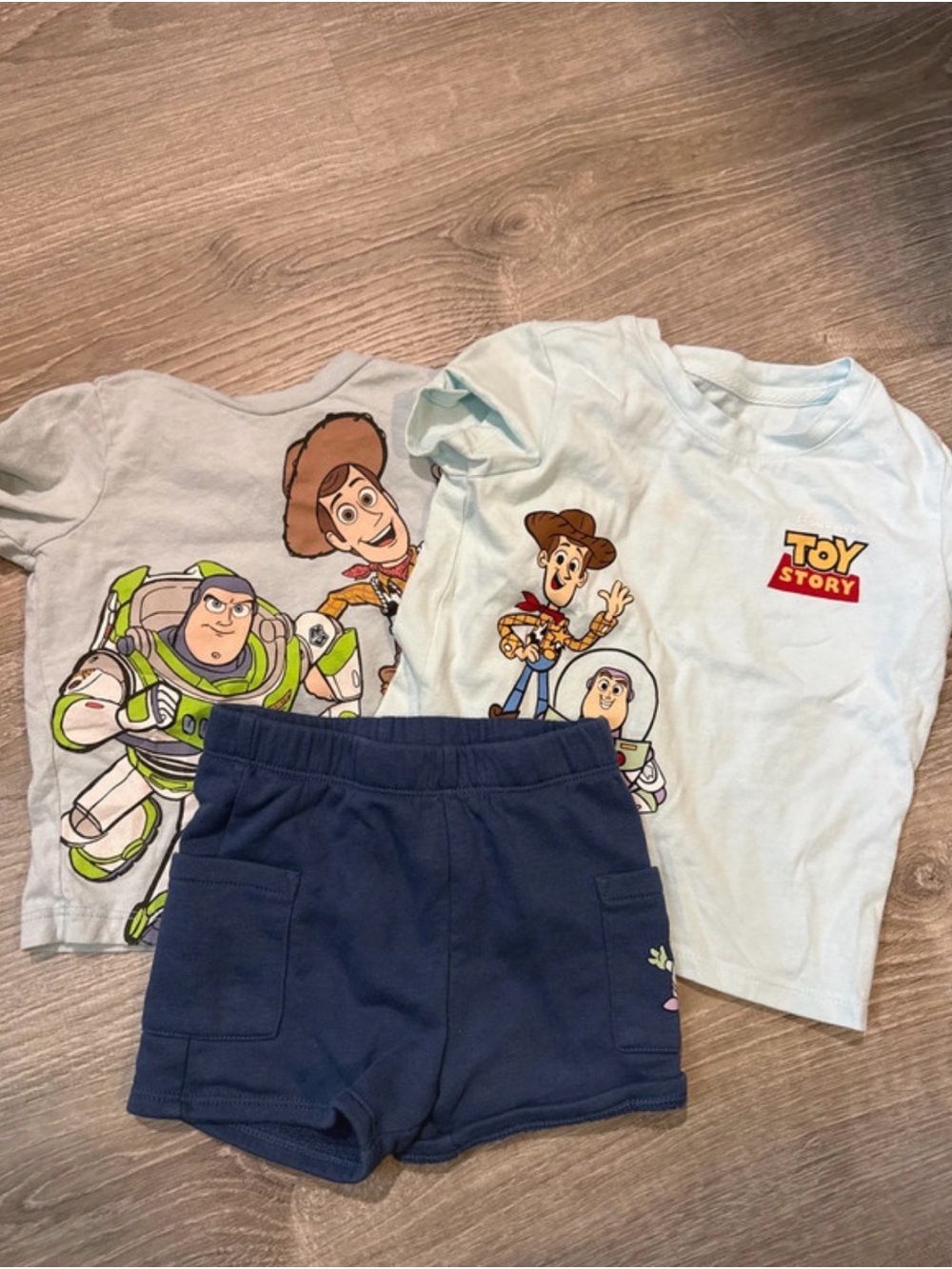 Disney Toy Story Graphic Tee & Navy Blue Shorts Set - Light Blue & Navy